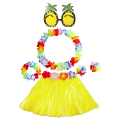Гавайский набор Алоха (юбка, ожерелье, очки) желтый