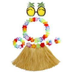 Гавайский набор Алоха (юбка, ожерелье, очки) соломенный
