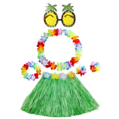 Гавайский набор Алоха (юбка, ожерелье, очки) зеленый