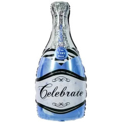 Фольгированный шар Бутылка шампанского, Голубой