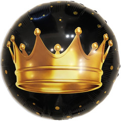 Шар фольгированный черный Золотая корона