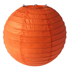 Бумажный круглый фонарик ярко-оранжевый 15 см