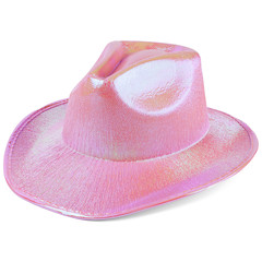 Карнавальная Шляпа ковбой неон светло-розовая