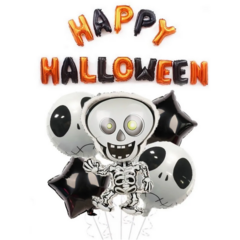 Набор на Хэллоуин воздушных шаров Скелет 6 шт черно-белый