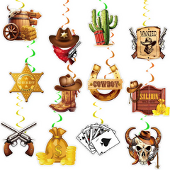 Декорация спирали Ковбойская вечеринка 12шт