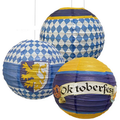 Набор бумажных фонариков для Октоберфест 30 см 3шт