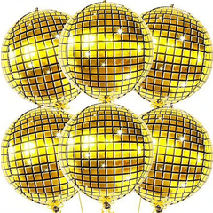 Набор воздушных шаров Диско шар золото 6шт 55см