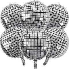 Набор воздушных шаров Диско шар серебро 6шт 55см
