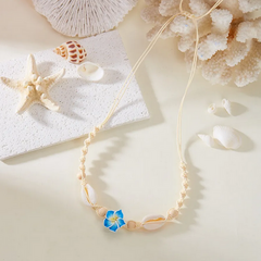 Колье чокер ракушки синий