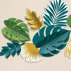 Декор-комплект бумажно-фольгированных Листья Пальямы 13шт