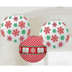 Декор Новогодний подвесные фонарики 3шт 25см