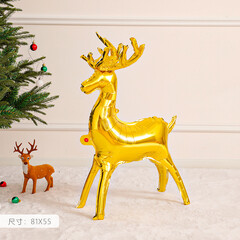 Новогодний воздушный шар 3D Фигура Олень 122 см золотой