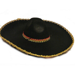 Сомбреро черная с золотой окантовкой, 55 × 14 см (Небольшой брак)