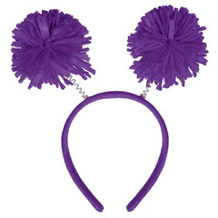 Ободок-антенки Помпоны фиолетовые