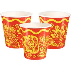 Стаканы Золотая роспись, Красный, 6 шт 250 мл