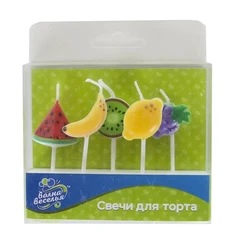 Набор свечей Фигура, Фрукты, Ассорти, 7 см, 5 шт