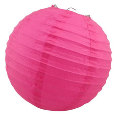 Бумажный круглый фонарик розовый 30 см