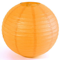 Бумажный круглый фонарик оранжевый 30 см
