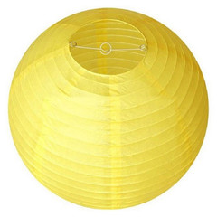 Бумажный круглый фонарик желтый 30 см