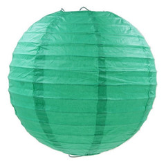Бумажный круглый фонарик зеленый 30 см