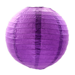Бумажный круглый фонарик фиолетовый 30 см