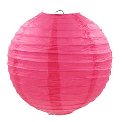 Бумажный круглый фонарик розовый 40 см