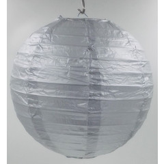 Бумажный круглый фонарик серебряный 30 см