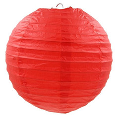 Бумажный круглый фонарик красный 15 см