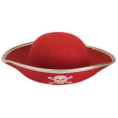 Шляпа пирата с черепом красная