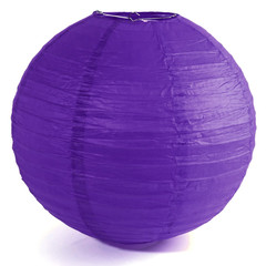 Бумажный круглый фонарик фиолетовый 20 см