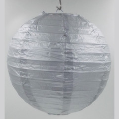Бумажный круглый фонарик серебряный 15 см