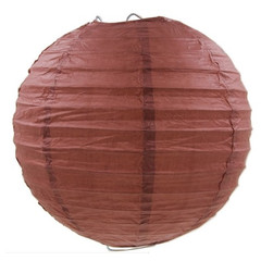 Бумажный круглый фонарик коричневый 20 см
