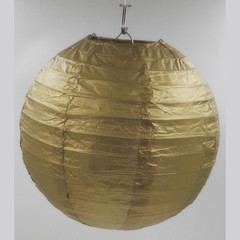Бумажный круглый фонарик золотой 40 см