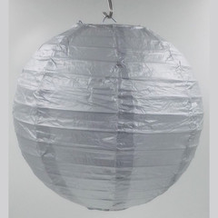 Бумажный круглый фонарик серебряный 40 см