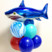 Фольгированный шар Страшная акула синяя