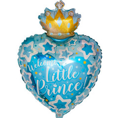 Фольгированный шар Сердце Маленький Принц, Голубой