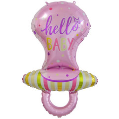 Фольгированный шар Соска-пустышка для девочки, Розовый