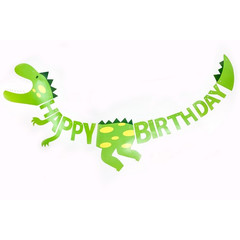 Гирлянда Динозавр, Happy Birthday, Зеленый, 300 см