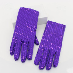 Перчатки взрослые с пайетками фиолетовые