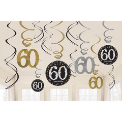 Спираль С Днем рождения 60 лет Sparkling 46-60см 12шт