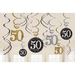 Спираль С Днем рождения 50 лет Sparkling 46-60см 12шт