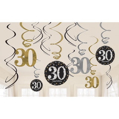 Спираль С Днем рождения 30 лет Sparkling 46-60см 12шт
