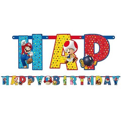 Гирлянда-буквы Happy BirthdayСупер Марио 320 см