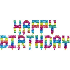 Набор шаров-букв Happy Birthday Пиксели, Радужный 41 см