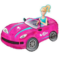 Воздушный шар фигура Блондинка в розовой машине 91см